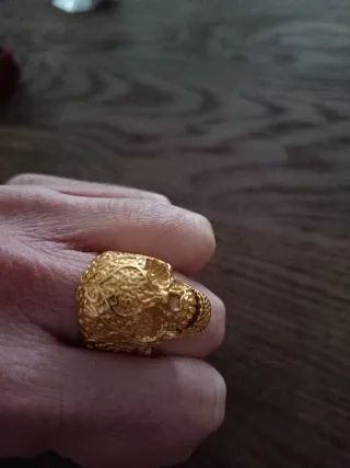 Anillo Calavera Acero Dorado Talla 9
