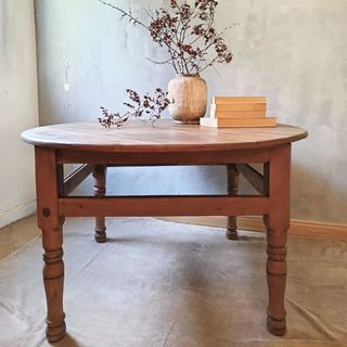 Mesa centro redonda madera maciza rústica