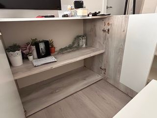 Mueble consola TV madera gris y blanco roto