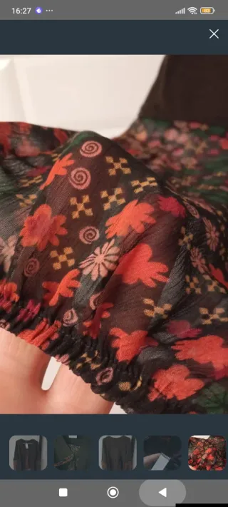 Camisa manga larga floral marrón