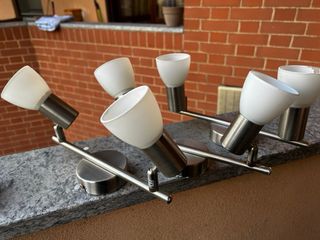 Set faretti metallo argento.