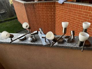 Set faretti metallo argento.