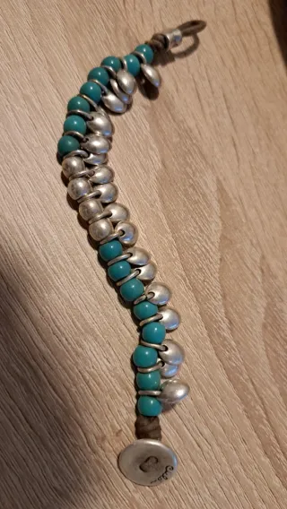 Pulsera Ciclón Plata y Turquesa