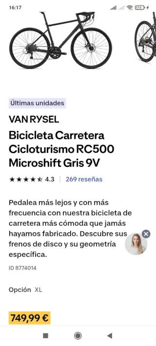 EN GARANTIA Bicicleta Triban RC 500 Sora 9V