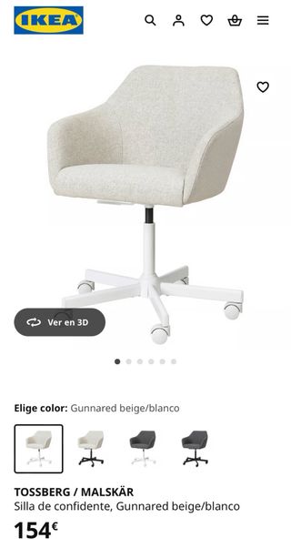 Silla de oficina beige con ruedas