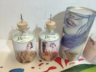 Lotto 4 bottiglie gin JRose vuote + scatola