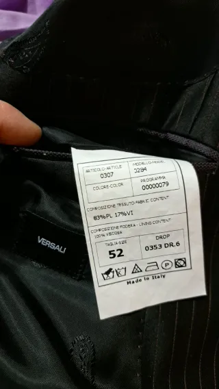 Andrea Versali Abito Elegante Uomo Taglia 52