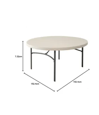Mesa Redonda Plegable LIFETIME blanca para 8