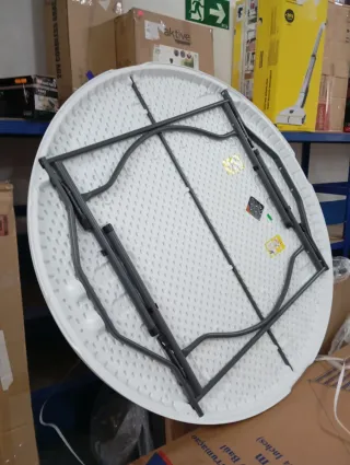 Mesa Redonda Plegable LIFETIME blanca para 8