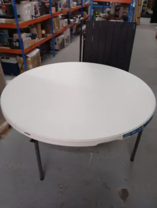 Mesa Redonda Plegable LIFETIME blanca para 8
