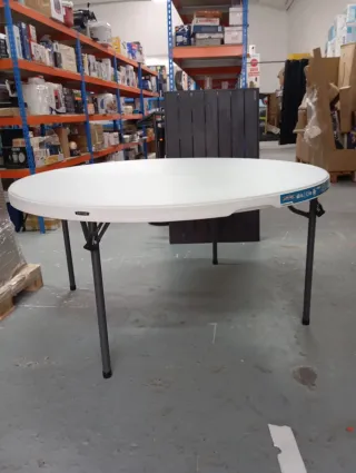 Mesa Redonda Plegable LIFETIME blanca para 8