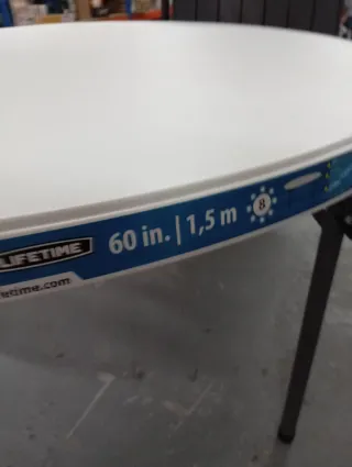 Mesa Redonda Plegable LIFETIME blanca para 8