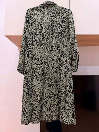 Vestido Camisa Estampado Verde y Negro