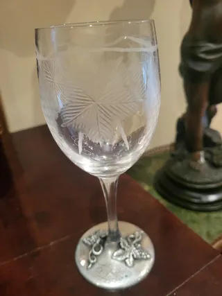 Copas de vino plata tallado a mano