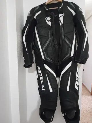 Traje de moto RTECH deportivo negro y blanco
