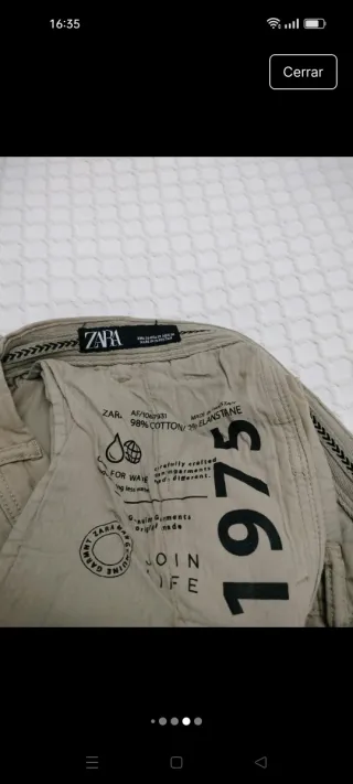 Pantalón chino Zara corte Slim chico beige