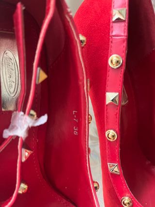 Zapatos de tacón rojos terciopelo T38
