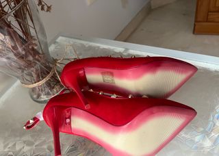 Zapatos de tacón rojos terciopelo T38