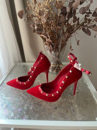 Zapatos de tacón rojos terciopelo T38