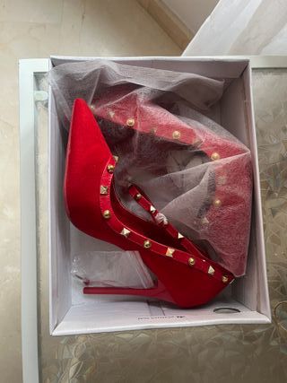 Zapatos de tacón rojos terciopelo T38