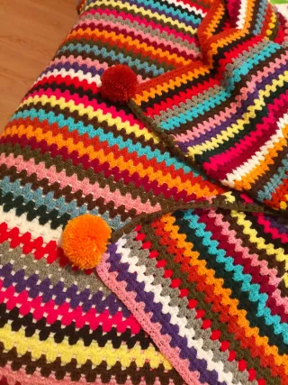 Colcha Ganchillo Hecha a Mano Multicolor 1.48x1.50