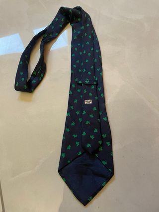 Cravatta Celine fantasia quadrifogli blu e verdi