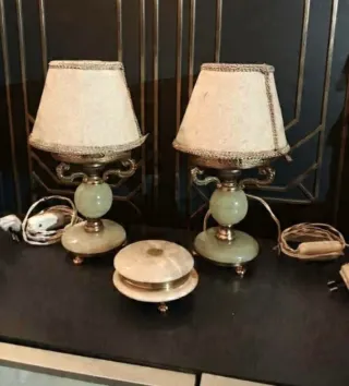 Coppia Lampade Onice Verde e portagioie.