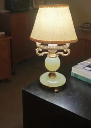 Coppia Lampade Onice Verde e portagioie.