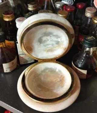 Coppia Lampade Onice Verde e portagioie.