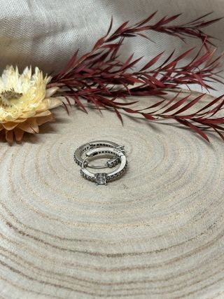 Pendientes Aro Circonitas y Brillante