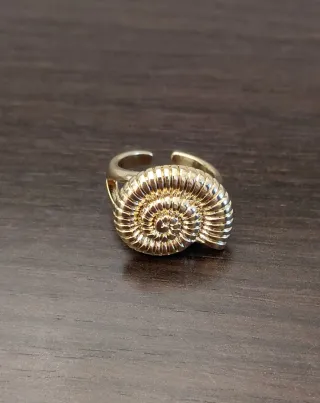 Anillo Ammonite Acero Baño Oro 18k