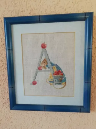 Cuadro Punto de Cruz Letra A