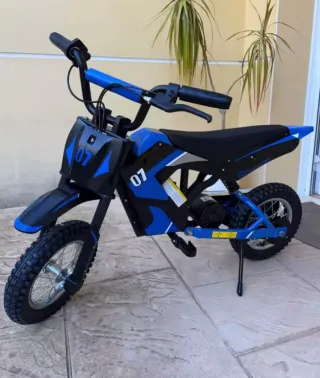 Moto Eléctrica Infantil Motocross Azul y Blanca