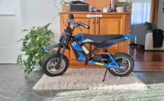 Moto Eléctrica Infantil Motocross Azul y Blanca