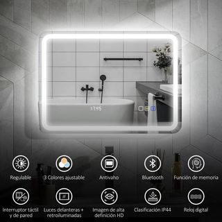 Espejo de Baño con Luz LED 70x50cm con Bluetooth
