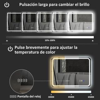 Espejo de Baño con Luz LED 70x50cm con Bluetooth