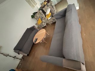 2 Sofás de Tela Gris 3 Plazas