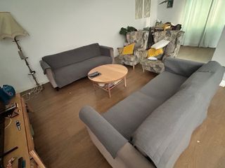 2 Sofás de Tela Gris 3 Plazas