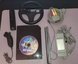 Consola Wii Negra + Mando + Nunchuck + Volante