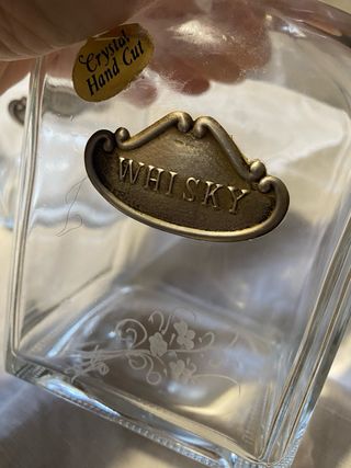 Vecchie bottiglie cristallo targhe argento 800