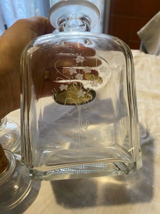 Vecchie bottiglie cristallo targhe argento 800