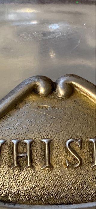 Vecchie bottiglie cristallo targhe argento 800