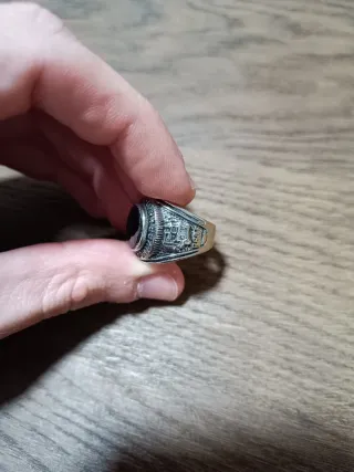 Anillo Acero con Gema Negra