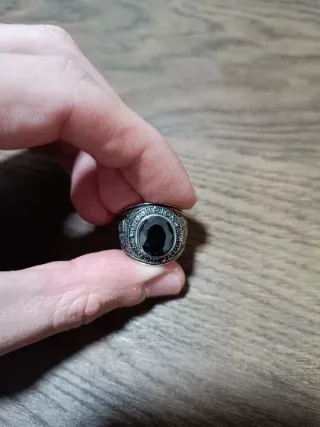 Anillo Acero con Gema Negra