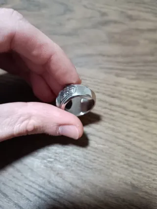 Anillo Acero con Gema Negra