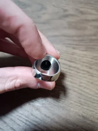 Anillo Acero con Gema Negra