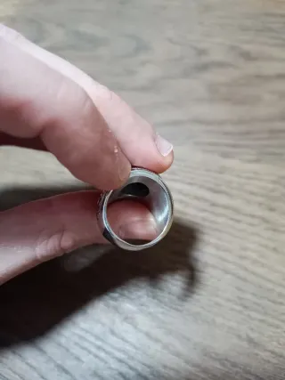 Anillo Acero con Gema Negra