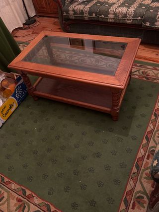 Mesa de centro de madera y cristal