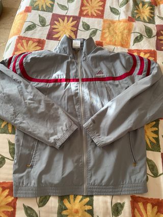 Chaqueta Vintage Adidas Gris y Rosa