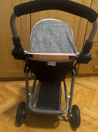 Cochecito para muñecas gris y rosa
